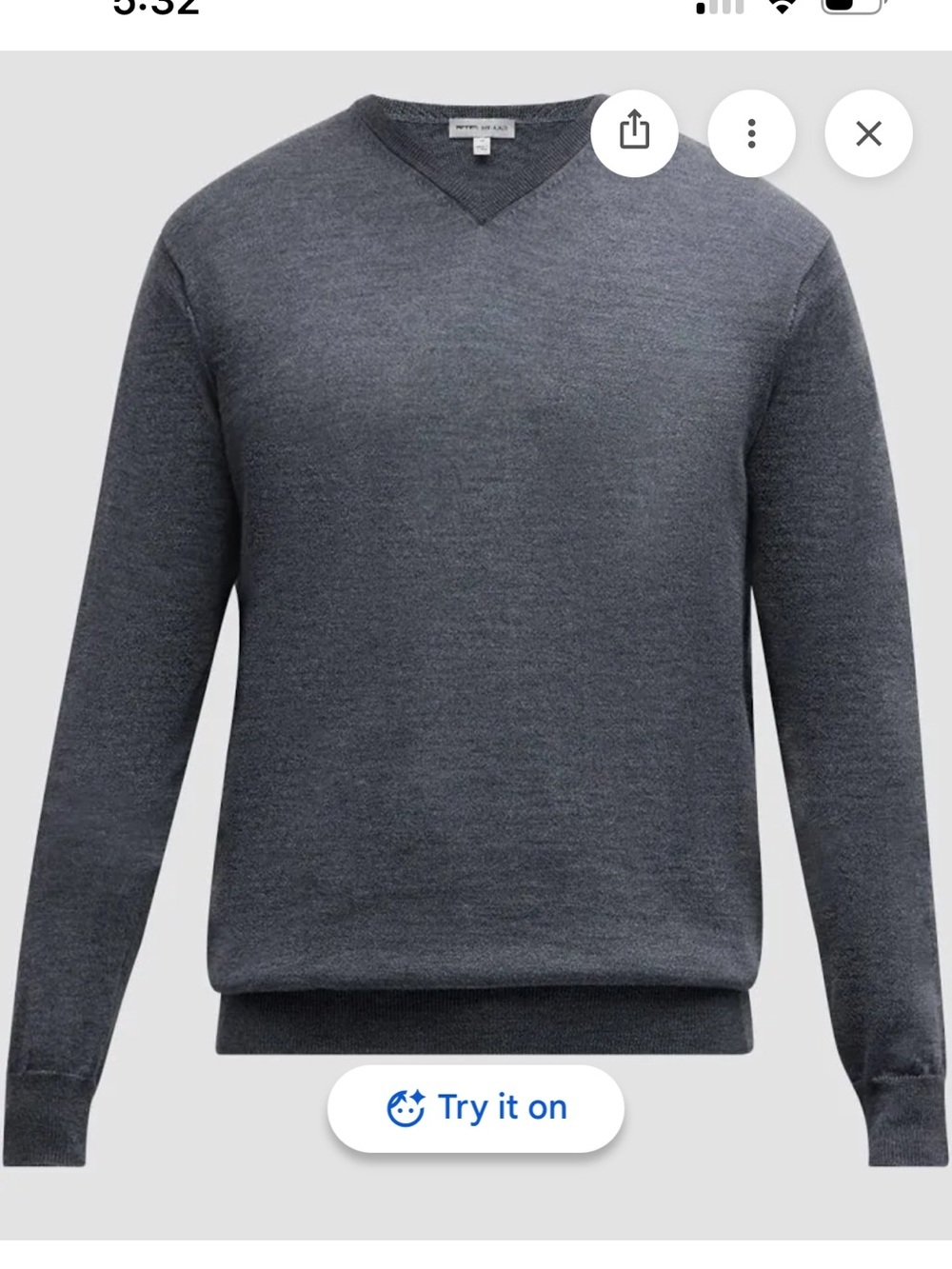 Peter Millar Charcoal Gray Autumn Crest V-Neck Sweater ME0S02 M Merino Wool NWT - Picture 3 of 4